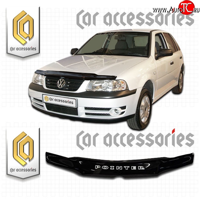 1 999 р. Дефлектор капота CA Plastic  Volkswagen Pointer (2006-2009) (Classic черный, Без надписи)  с доставкой в г. Вологда