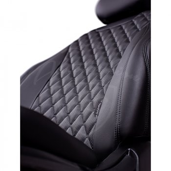 13 949 р. Чехлы для сидений (6R, 6C) Lord Autofashion Байрон (экокожа, сплошная спинка, 2П- и 1 Г-образных подголовника) Volkswagen Polo 5 хэтчбек рестайлинг (2015-2020) (Черный, вставка черная, строчка черная)  с доставкой в г. Вологда. Увеличить фотографию 2