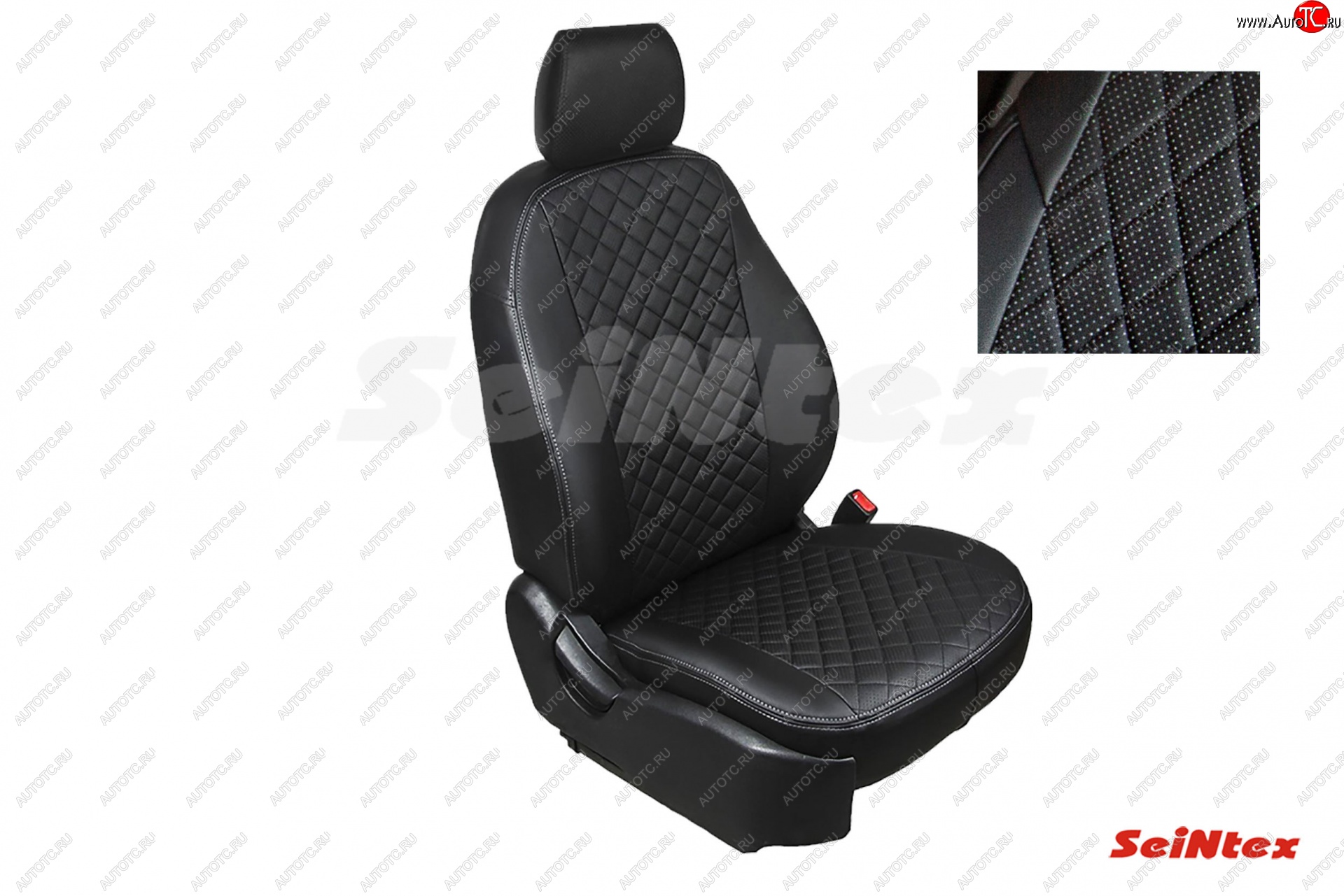 6 449 р. Чехлы для сидений Seintex (экокожа, ромб) Volkswagen Polo 5 седан дорестайлинг (2009-2015) (Черный)  с доставкой в г. Вологда