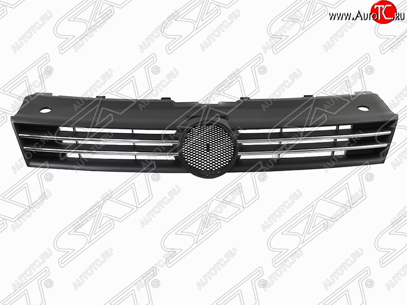 1 499 р. Решётка радиатора SAT (с хром полосками) Volkswagen Polo 5 седан дорестайлинг (2009-2015) (Неокрашенная)  с доставкой в г. Вологда