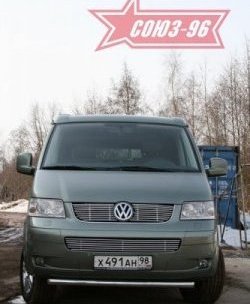 11 249 р. Защита переднего бампера одинарная Souz-96 (d60). Volkswagen Transporter T5 дорестайлинг (2003-2009)  с доставкой в г. Вологда. Увеличить фотографию 3