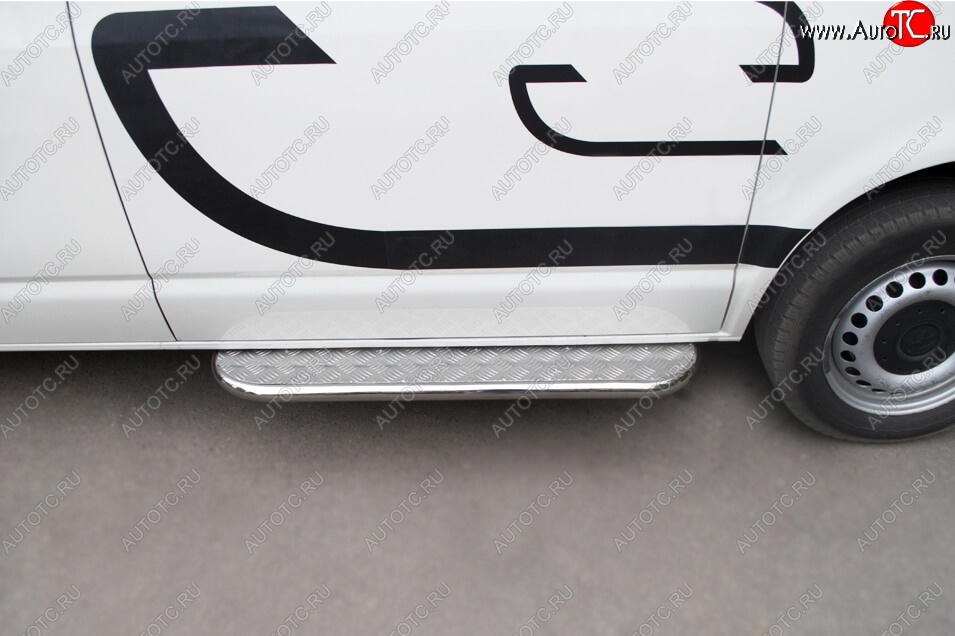 27 949 р. Широкая защита порогов с трубой d42 мм SLITKOFF v2 Volkswagen Transporter T5 дорестайлинг (2003-2009)  с доставкой в г. Вологда
