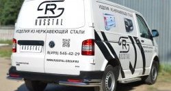 19 999 р. Защита заднего бампера (2 трубы Ø63 и 42 мм уголки, нержавейка) SLITKOFF Volkswagen Transporter T5 дорестайлинг (2003-2009)  с доставкой в г. Вологда. Увеличить фотографию 4