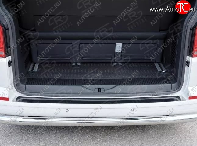 1 999 р. Накладка защитная на верхнюю часть заднего бампера Russtal Volkswagen Transporter T6 дорестайлинг (2015-2019) (Нержавейка полированная)  с доставкой в г. Вологда
