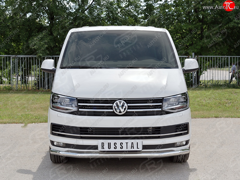 17 499 р. Защита переднего бампера (Ø63 мм, нержавейка, короткая база) SLITKOFF Volkswagen Multivan T6 дорестайлинг (2016-2019)  с доставкой в г. Вологда