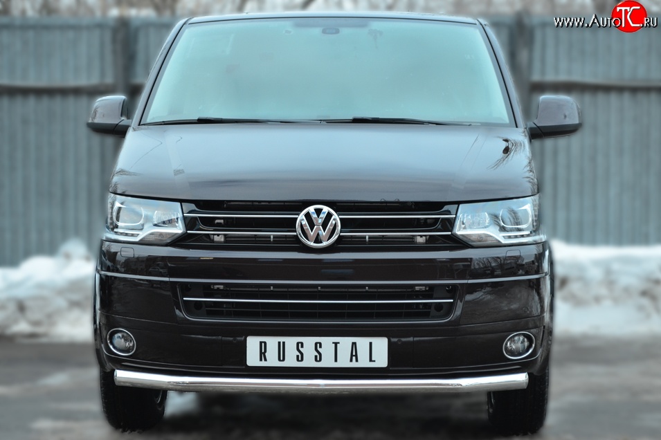17 499 р. Одинарная защита переднего бампера диаметром 63 мм (Multivan-Caravelle) SLITKOFF Volkswagen Caravelle T5 рестайлинг (2009-2015)  с доставкой в г. Вологда