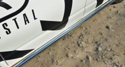 8 299 р. Правая защита порогов из круглой трубы диаметром 63 мм Russtal Volkswagen Transporter T6 дорестайлинг (2015-2019) (Защита порогов с со скосами на торцах (вариант 1))  с доставкой в г. Вологда. Увеличить фотографию 2