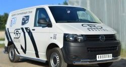 8 299 р. Правая защита порогов из круглой трубы диаметром 63 мм Russtal Volkswagen Transporter T6 дорестайлинг (2015-2019) (Защита порогов с со скосами на торцах (вариант 1))  с доставкой в г. Вологда. Увеличить фотографию 7