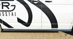 8 299 р. Правая защита порогов из круглой трубы диаметром 63 мм Russtal Volkswagen Transporter T6 дорестайлинг (2015-2019) (Защита порогов с со скосами на торцах (вариант 1))  с доставкой в г. Вологда. Увеличить фотографию 8