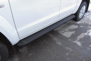 16 999 р. Алюминиевые пороги для ног Slitkoff (Optima) Volkswagen Teramont CA1 дорестайлинг (2016-2020) (Чёрные)  с доставкой в г. Вологда. Увеличить фотографию 2