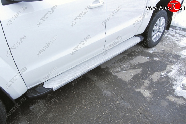 16 999 р. Алюминиевые пороги для ног Slitkoff (Optima) Volkswagen Teramont CA1 дорестайлинг (2016-2020) (Чёрные)  с доставкой в г. Вологда