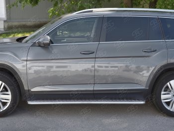 14 749 р. Пороги труба d42 с листом Russtal Volkswagen Teramont CA1 дорестайлинг (2016-2020) (Лист алюм, проф.нерж)  с доставкой в г. Вологда. Увеличить фотографию 2