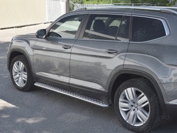 14 749 р. Пороги труба d42 с листом Russtal Volkswagen Teramont CA1 дорестайлинг (2016-2020) (Лист алюм, проф.нерж)  с доставкой в г. Вологда. Увеличить фотографию 3