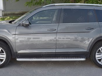 94 999 р. Пороги труба d63 с листом   Russtal Volkswagen Teramont CA1 дорестайлинг (2016-2020) (Лист алюм, проф. нерж)  с доставкой в г. Вологда. Увеличить фотографию 2