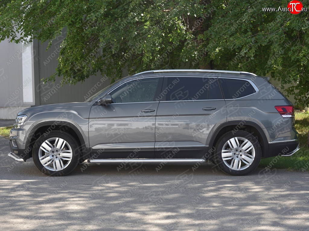 94 999 р. Пороги труба d63 с листом   Russtal Volkswagen Teramont CA1 дорестайлинг (2016-2020) (Лист алюм, проф. нерж)  с доставкой в г. Вологда