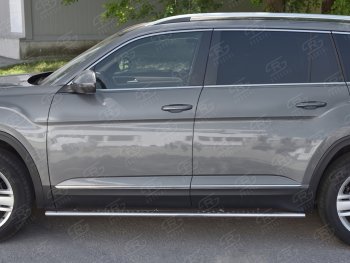 18 299 р. Пороги труба 75х42 Russtal (овал с проступью) Volkswagen Teramont CA1 дорестайлинг (2016-2020)  с доставкой в г. Вологда. Увеличить фотографию 2