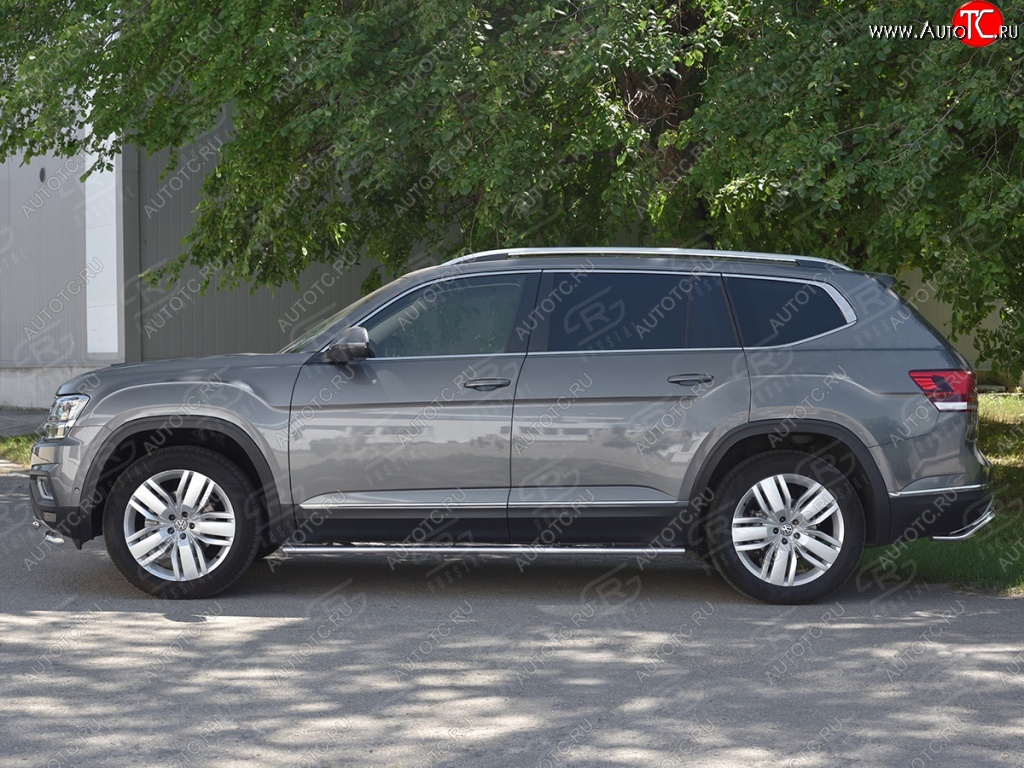 18 299 р. Пороги труба 75х42 Russtal (овал с проступью) Volkswagen Teramont CA1 дорестайлинг (2016-2020)  с доставкой в г. Вологда