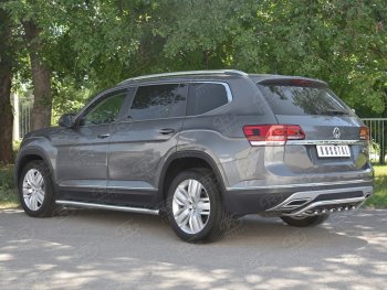 24 649 р. Защита заднего бампера (Ø42 мм, волна+зубы, нержавейка) SLITKOFF Volkswagen Teramont CA1 дорестайлинг (2016-2020)  с доставкой в г. Вологда. Увеличить фотографию 2