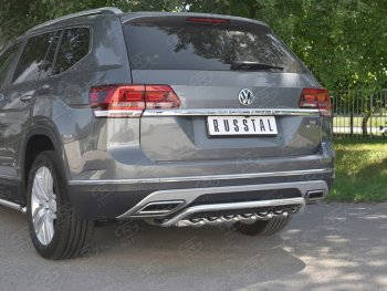 24 649 р. Защита заднего бампера (Ø42 мм, волна+зубы, нержавейка) SLITKOFF Volkswagen Teramont CA1 дорестайлинг (2016-2020)  с доставкой в г. Вологда. Увеличить фотографию 4