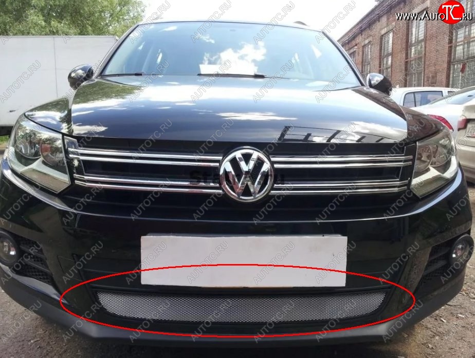 2 799 р. Защитная решётка в воздуховод автомобиля Russtal (хром) Volkswagen Tiguan Mk2 дорестайлинг (2016-2020)  с доставкой в г. Вологда
