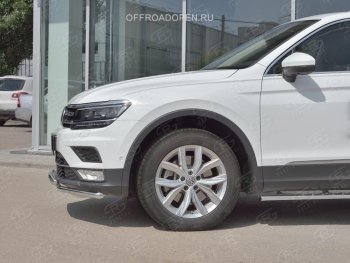 17 399 р. Защита переднего бампера (2 трубы Ø42 мм, нержавейка, NOT OFF ROAD) SLITKOFF Volkswagen Tiguan Mk2 дорестайлинг (2016-2020)  с доставкой в г. Вологда. Увеличить фотографию 4