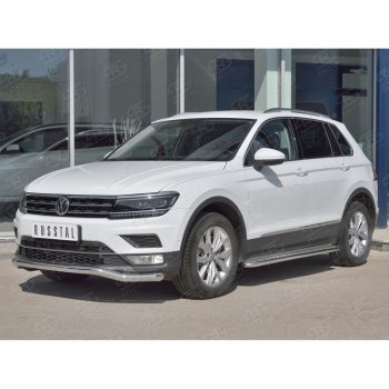 17 649 р. Защита переднего бампера (Ø63 мм волна, нержавейка) SLITKOFF Volkswagen Tiguan Mk2 дорестайлинг (2016-2020)  с доставкой в г. Вологда. Увеличить фотографию 3