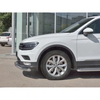 17 649 р. Защита переднего бампера (Ø63 мм волна, нержавейка) SLITKOFF Volkswagen Tiguan Mk2 дорестайлинг (2016-2020)  с доставкой в г. Вологда. Увеличить фотографию 4