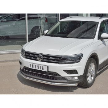 16 249 р. Защита переднего бампера (Ø63 мм, нержавейка, NOT OFF ROAD) SLITKOFF Volkswagen Tiguan Mk2 дорестайлинг (2016-2020)  с доставкой в г. Вологда. Увеличить фотографию 2