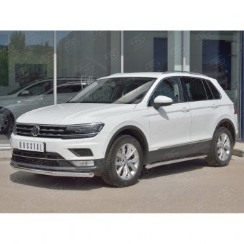 16 249 р. Защита переднего бампера (Ø63 мм, нержавейка, NOT OFF ROAD) SLITKOFF Volkswagen Tiguan Mk2 дорестайлинг (2016-2020)  с доставкой в г. Вологда. Увеличить фотографию 3