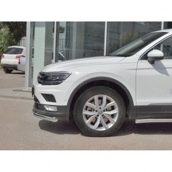 16 249 р. Защита переднего бампера (Ø63 мм, нержавейка, NOT OFF ROAD) SLITKOFF Volkswagen Tiguan Mk2 дорестайлинг (2016-2020)  с доставкой в г. Вологда. Увеличить фотографию 4