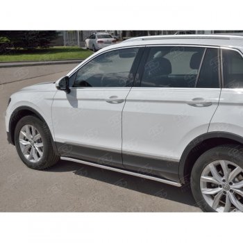 17 299 р. Защита порогов из круглой трубы диаметром 42 мм SLITKOFF v1 Volkswagen Tiguan Mk2 дорестайлинг (2016-2020)  с доставкой в г. Вологда. Увеличить фотографию 2