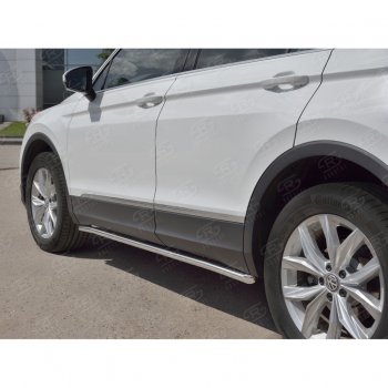 17 299 р. Защита порогов из круглой трубы диаметром 42 мм SLITKOFF v1 Volkswagen Tiguan Mk2 дорестайлинг (2016-2020)  с доставкой в г. Вологда. Увеличить фотографию 3