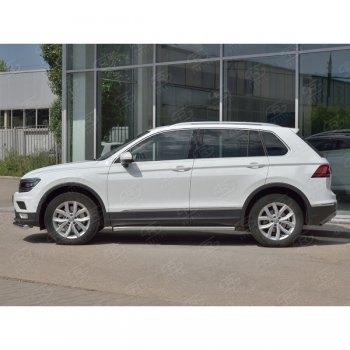 18 799 р.  Защита порогов (Ø63 мм, секции) SLITKOFF Volkswagen Tiguan Mk2 дорестайлинг (2016-2020) (Вариант 2 (пластиковые заглушки))  с доставкой в г. Вологда. Увеличить фотографию 2