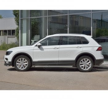 18 799 р.  Защита порогов (Ø63 мм, секции) SLITKOFF Volkswagen Tiguan Mk2 дорестайлинг (2016-2020) (Вариант 2 (пластиковые заглушки))  с доставкой в г. Вологда. Увеличить фотографию 3