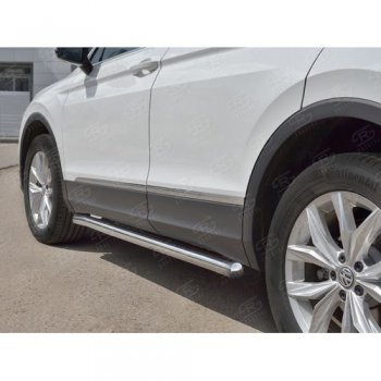 19 999 р. Защита порогов из круглой трубы диаметром 63 мм SLITKOFF v3 Volkswagen Tiguan Mk2 дорестайлинг (2016-2020)  с доставкой в г. Вологда. Увеличить фотографию 2