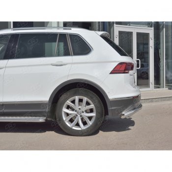 24 999 р. Защита заднего бампера (Ø63/42/63 мм, нержавейка, NOT OFF ROAD) SLITKOFF Volkswagen Tiguan Mk2 дорестайлинг (2016-2020)  с доставкой в г. Вологда. Увеличить фотографию 3