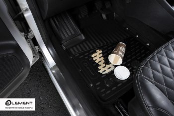 2 799 р. Комплект ковриков салона Element (полиуретан) 5 дверей Volkswagen Tiguan Mk2 рестайлинг (2020-2022) (Черные)  с доставкой в г. Вологда. Увеличить фотографию 2