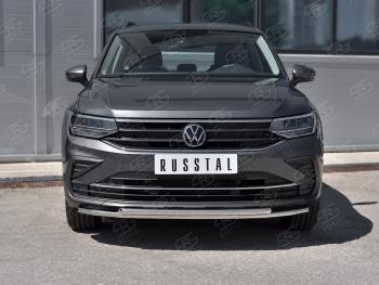 19 299 р. Защита переднего бампера (2 трубы Ø42, нержавейка, NOT R-LINE) Volkswagen Tiguan Mk2 рестайлинг (2020-2022)  с доставкой в г. Вологда. Увеличить фотографию 2