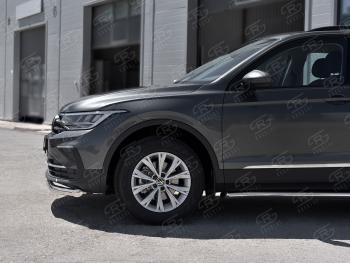 16 599 р. Защита переднего бампера (Ø63 мм, нержавейка, NOT R-LINE) SLITKOFF Volkswagen Tiguan Mk2 рестайлинг (2020-2022)  с доставкой в г. Вологда. Увеличить фотографию 3