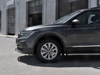 16 299 р. Защита переднего бампера (Ø42 мм волна, нержавейка, NOT R-LINE) SLITKOFF Volkswagen Tiguan Mk2 рестайлинг (2020-2022)  с доставкой в г. Вологда. Увеличить фотографию 2