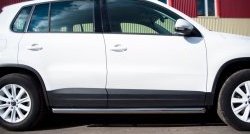 12 299 р. Защита порогов из круглой трубы диаметром 63 мм (Track & Field) Russtal Volkswagen Tiguan NF рестайлинг (2011-2017) (Защита порогов с со скосами на торцах (вариант 1))  с доставкой в г. Вологда. Увеличить фотографию 4