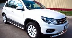 12 299 р. Защита порогов из круглой трубы диаметром 63 мм (Track & Field) Russtal Volkswagen Tiguan NF рестайлинг (2011-2017) (Защита порогов с со скосами на торцах (вариант 1))  с доставкой в г. Вологда. Увеличить фотографию 8