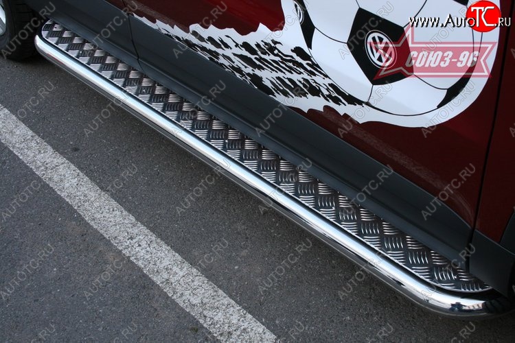 15 614 р. Защита порогов с листом Souz-96 (d60). Volkswagen Tiguan NF дорестайлинг (2006-2011)  с доставкой в г. Вологда