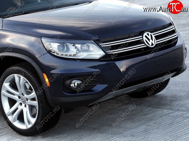 9 199 р. Накладка на передний бампер CT v2 Volkswagen Tiguan NF рестайлинг (2011-2017) (Неокрашенная)  с доставкой в г. Вологда