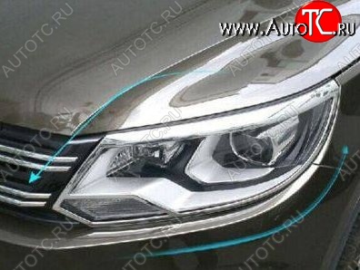 4 749 р. Реснички на фары (рестайлинг) CT v2 Volkswagen Tiguan NF рестайлинг (2011-2017) (Неокрашенные)  с доставкой в г. Вологда