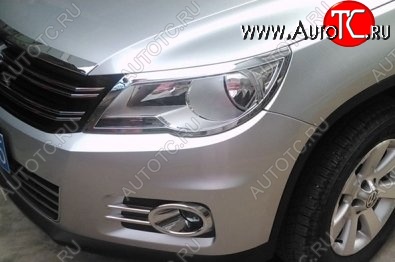 4 749 р. Реснички на фары CT Volkswagen Tiguan NF рестайлинг (2011-2017) (Неокрашенные)  с доставкой в г. Вологда