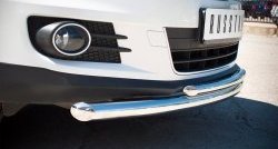 15 249 р. Защита переднего бампера (2 трубыØ63 и 42 мм, нержавейка) SLITKOFF Volkswagen Tiguan NF рестайлинг (2011-2017)  с доставкой в г. Вологда. Увеличить фотографию 2