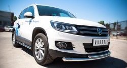 15 249 р. Защита переднего бампера (2 трубыØ63 и 42 мм, нержавейка) SLITKOFF Volkswagen Tiguan NF рестайлинг (2011-2017)  с доставкой в г. Вологда. Увеличить фотографию 3