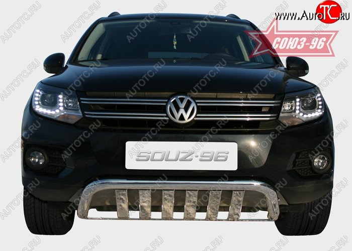 25 109 р. Защита переднего бампера одинарная Souz-96 (d60) Volkswagen Tiguan NF рестайлинг (2011-2017)  с доставкой в г. Вологда