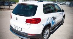 83 999 р. Защита порогов с пластиковыми вставками для ног из круглой трубы диаметром 76 мм (Sport & Style) Russtal Volkswagen Tiguan NF рестайлинг (2011-2017) (Защита порогов с со скосами на торцах (вариант 1))  с доставкой в г. Вологда. Увеличить фотографию 4